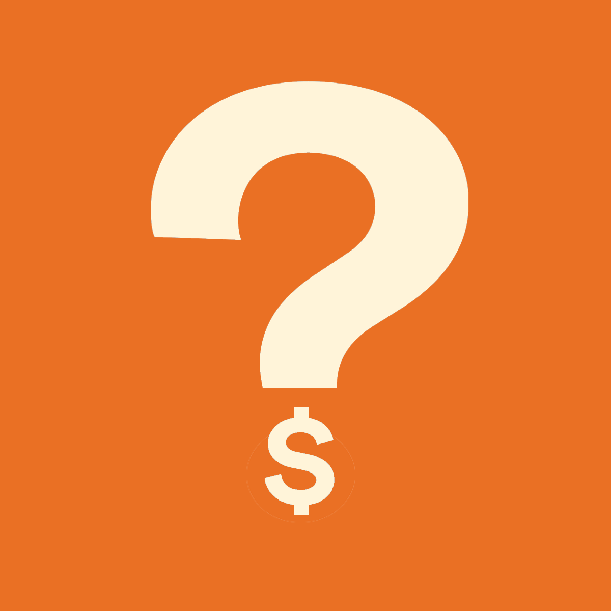 Illustration of a question mark above a dollar sign.